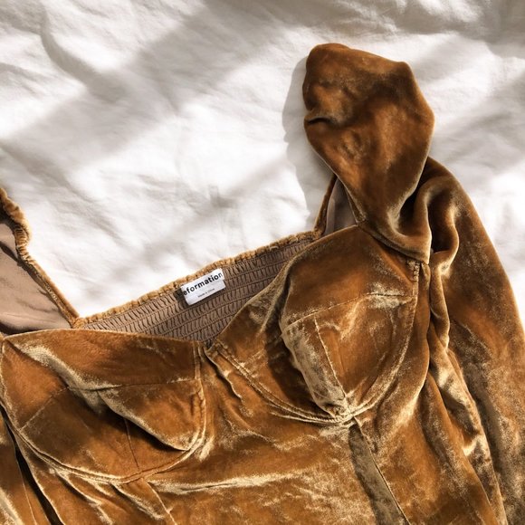 Reformation Gold Velvet Blouse - Picture 3 of 4